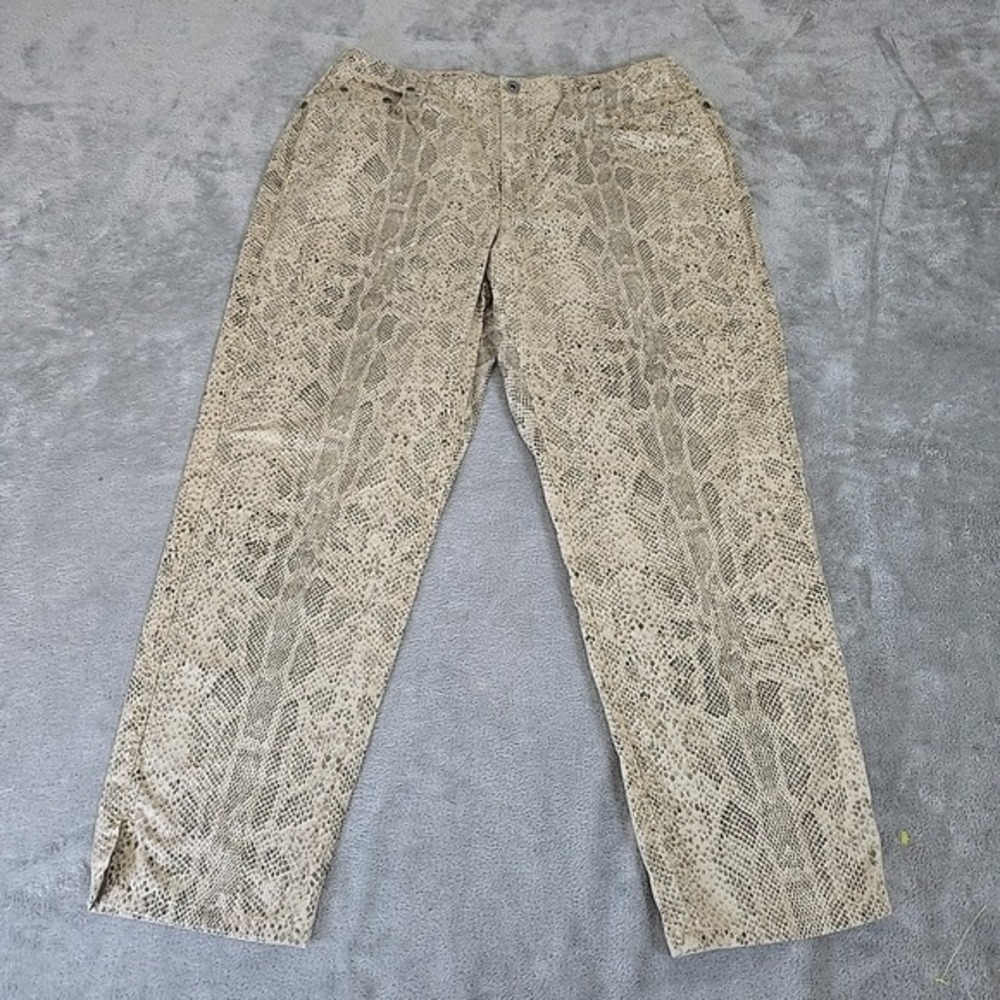 Liz Claiborne Pants Womens 14 Snakeskin Animal Print  Cropped Casual Grandmacore